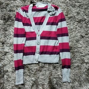 Grey, purple, pink cardigan